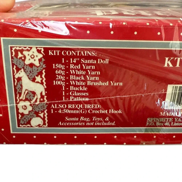 Spinrite Santa Doll Kit 14 inch Tall Crochet Yarn Complete Xmas Vintage New - Picture 11 of 14